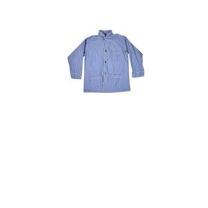 Christian Dior Monsieur Pajama Shirt Mens L Blue White Striped Long Button Front